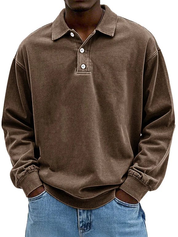 Modern men's polo shirt with long sleeves, a key piece for men's fashion