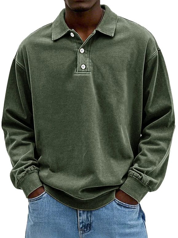 High-quality men's smart casual long sleeve polo, comfortable and stylish