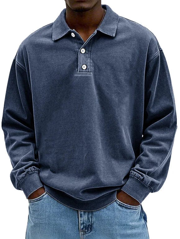 Everyday wear men's long sleeve polo, a comfortable and fashionable collared shirt