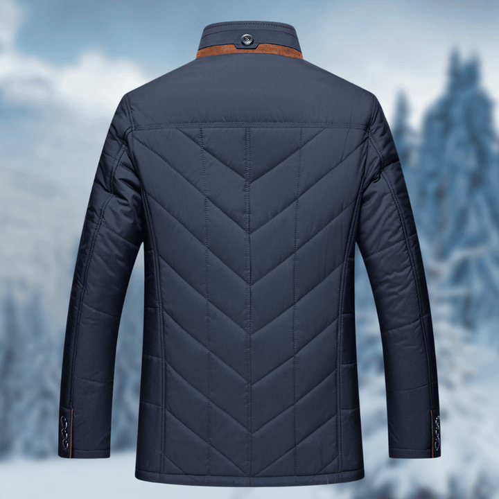 Versatile men's smart casual quilted puffer jacket. Warm winter outerwear & everyday fall fashion jacket.