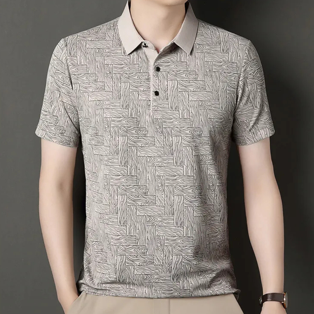 Versatile men's short sleeve polo with unique textured knit. Ideal for smart casual & everyday men's fashion.