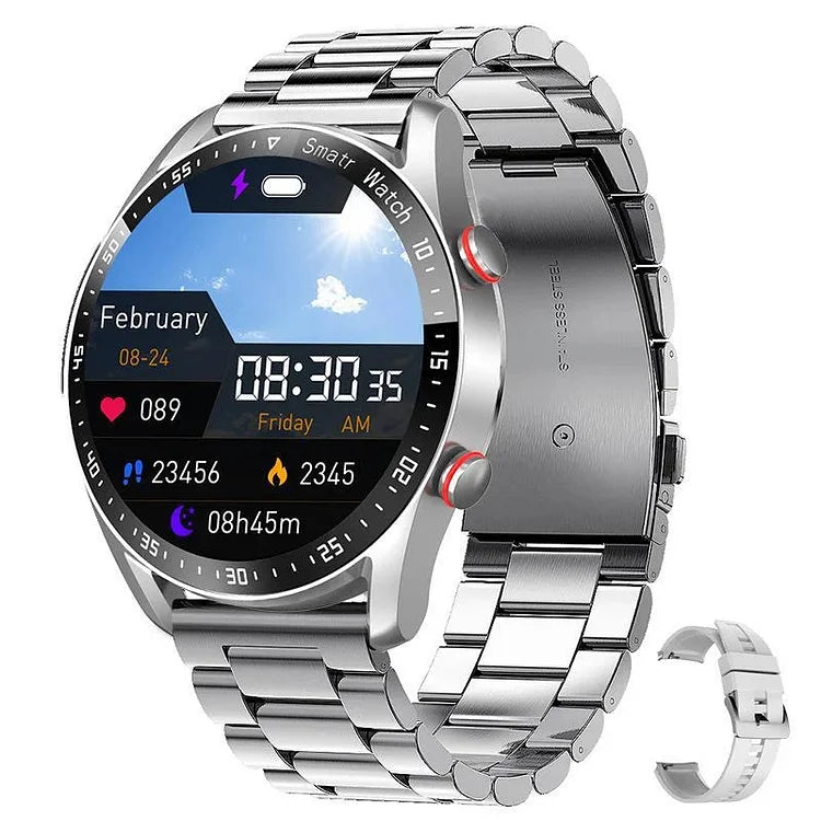 Waterproof men's smart watch, a robust fitness & health companion for men.