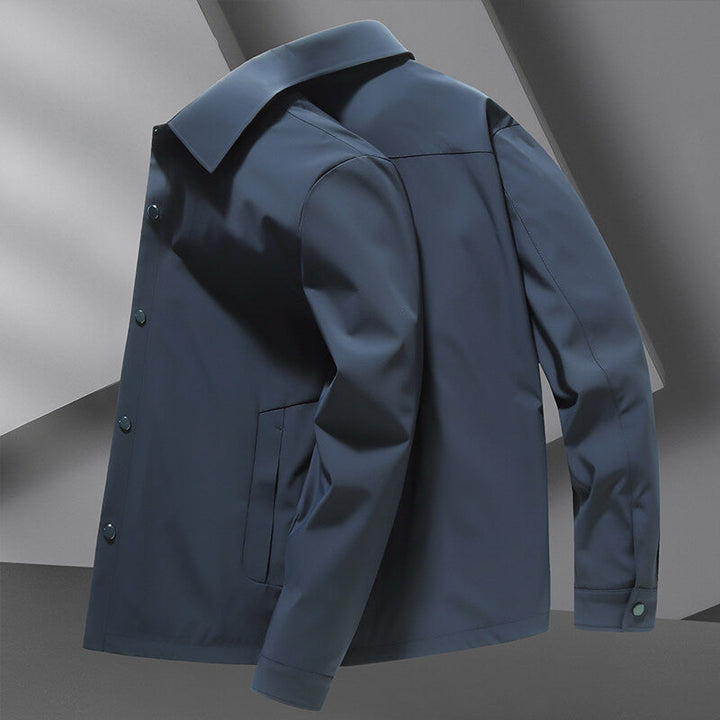 Classic men's snap front shirt jacket. Casual collared outerwear, a versatile fashion piece for comfort & style.