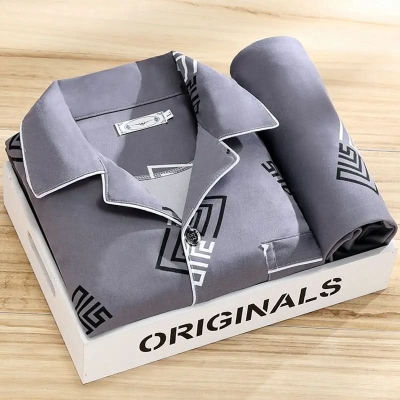 Smooth, soft texture of the men's breathable pajama set fabric, promising luxurious all-night comfort.