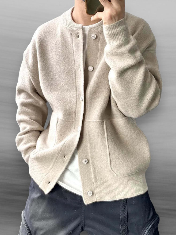 Versatile men's button-front cardigan. Comfortable long-sleeve sweater, ideal for everyday casual wear & easy layering.