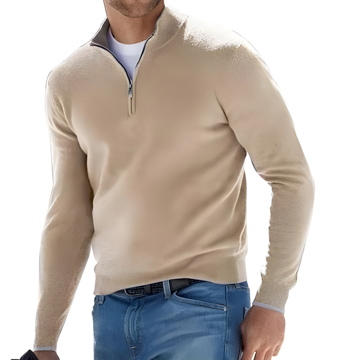 Versatile men's cashmere jumper with long sleeves, perfect for business or casual.