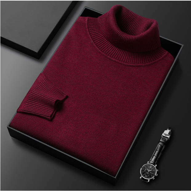 Men's solid charcoal grey turtleneck sweater, an essential piece of men's apparel for autumn