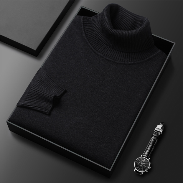 Stylish men's knitwear turtleneck in a solid color, ideal for casual wear and layering