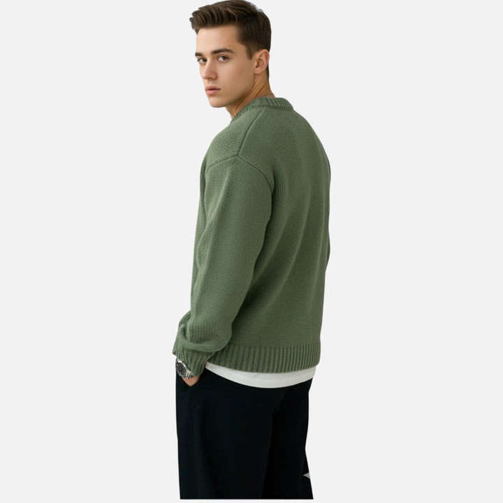 Versatile men's solid crew neck sweater, perfect for casual and smart casual men's everyday fashion.