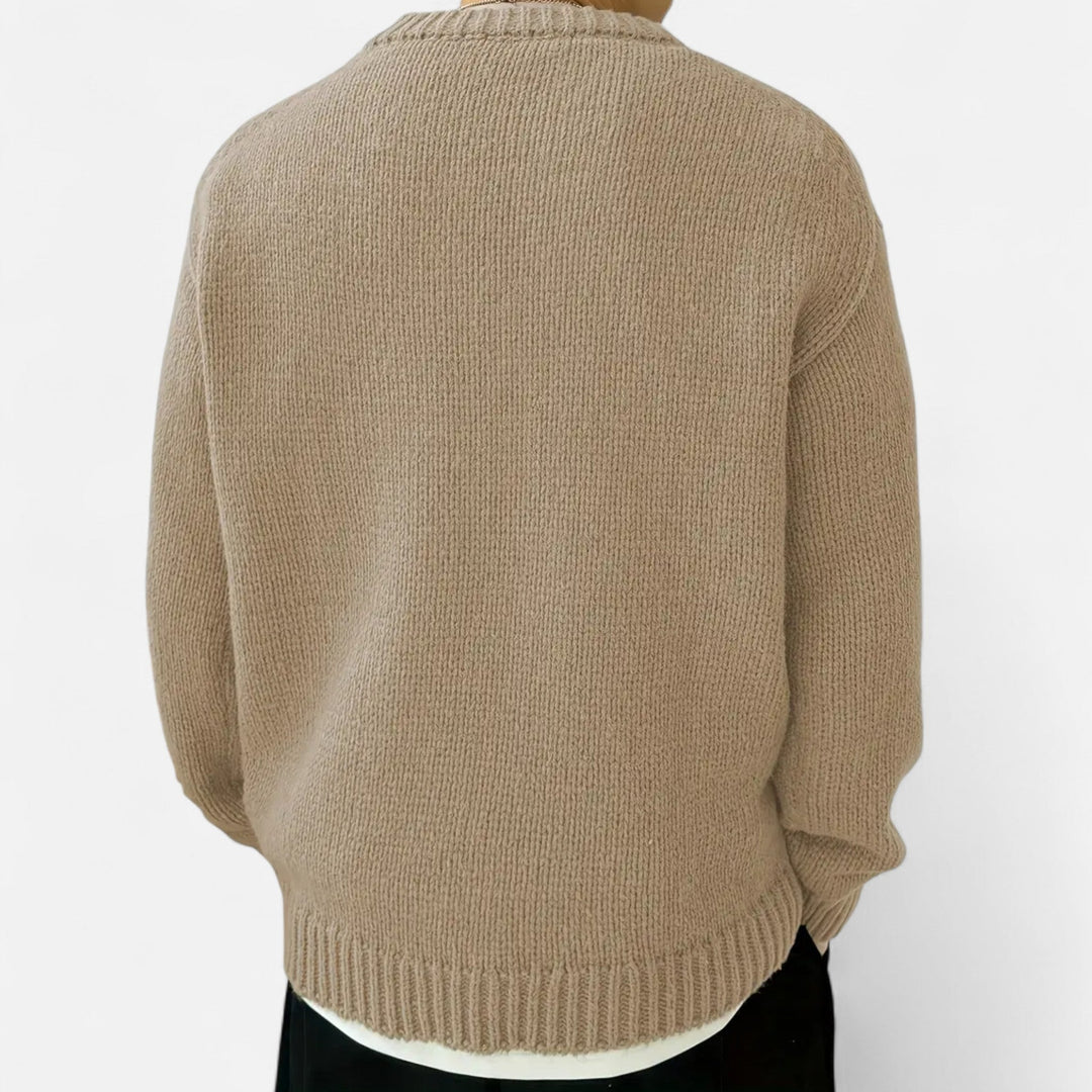 Elegant men's solid crew neck pullover sweater, a timeless piece for everyday men's fall & winter fashion.