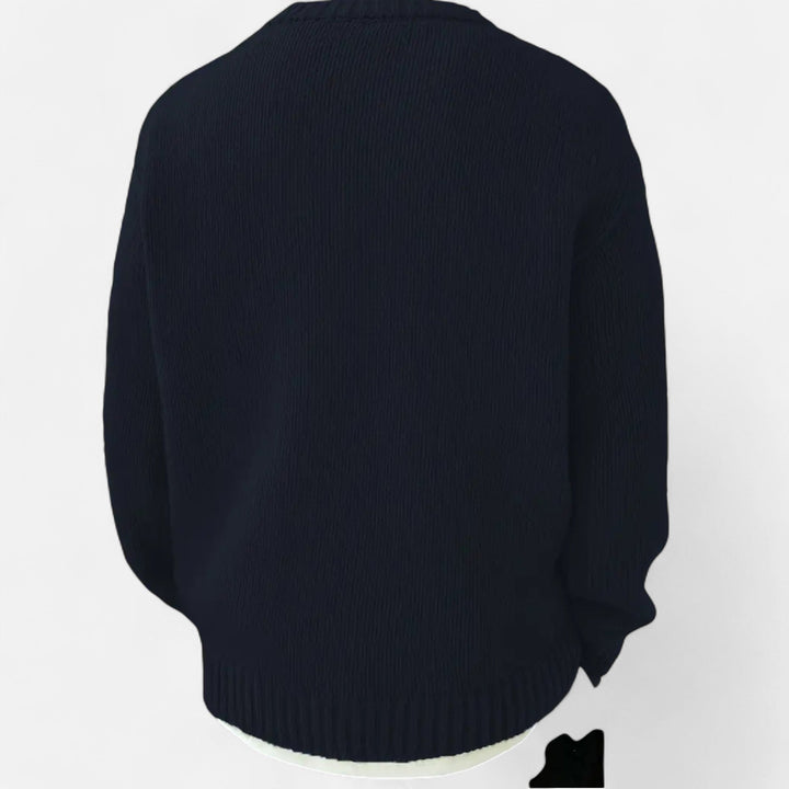 Men's crew neck pullover sweater in a solid color, an essential versatile top for fall & winter style.
