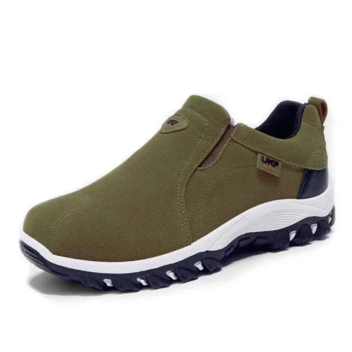 Premium men's slip-on athletic sneakers, ensuring comfortable, easy-wear style & versatile traction for daily use.