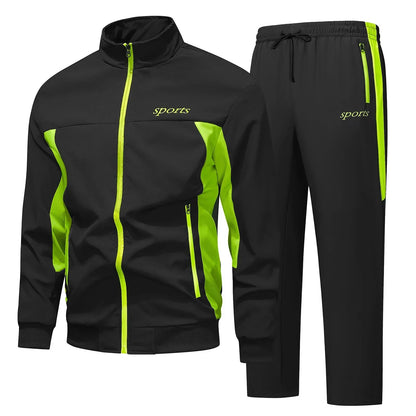 Men's sporty track suit set, black, for active lifestyle and casual wear