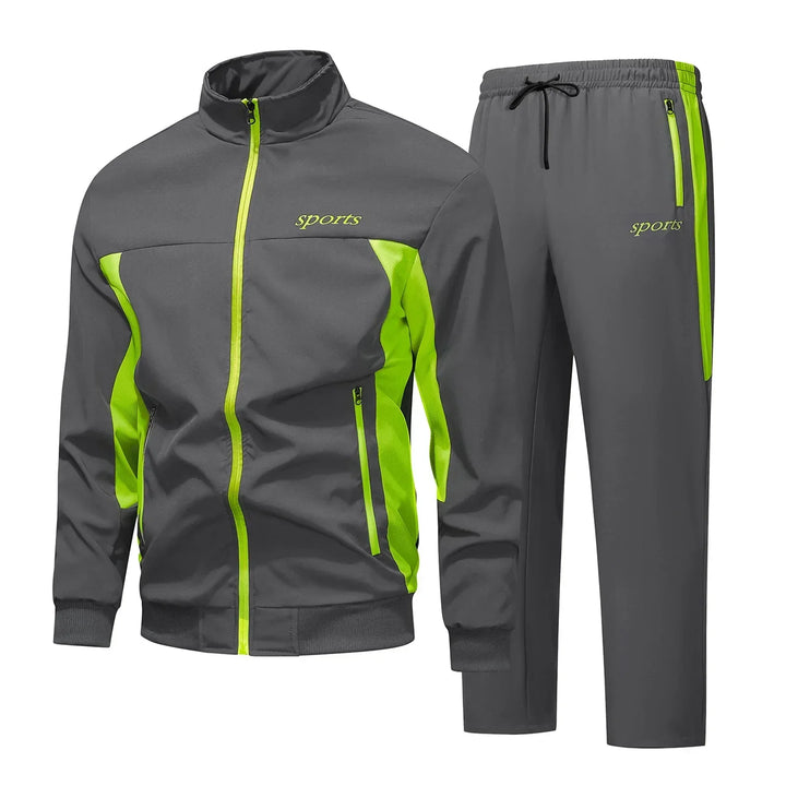 Men's two-piece athletic wear jogger set in gray, ideal for loungewear