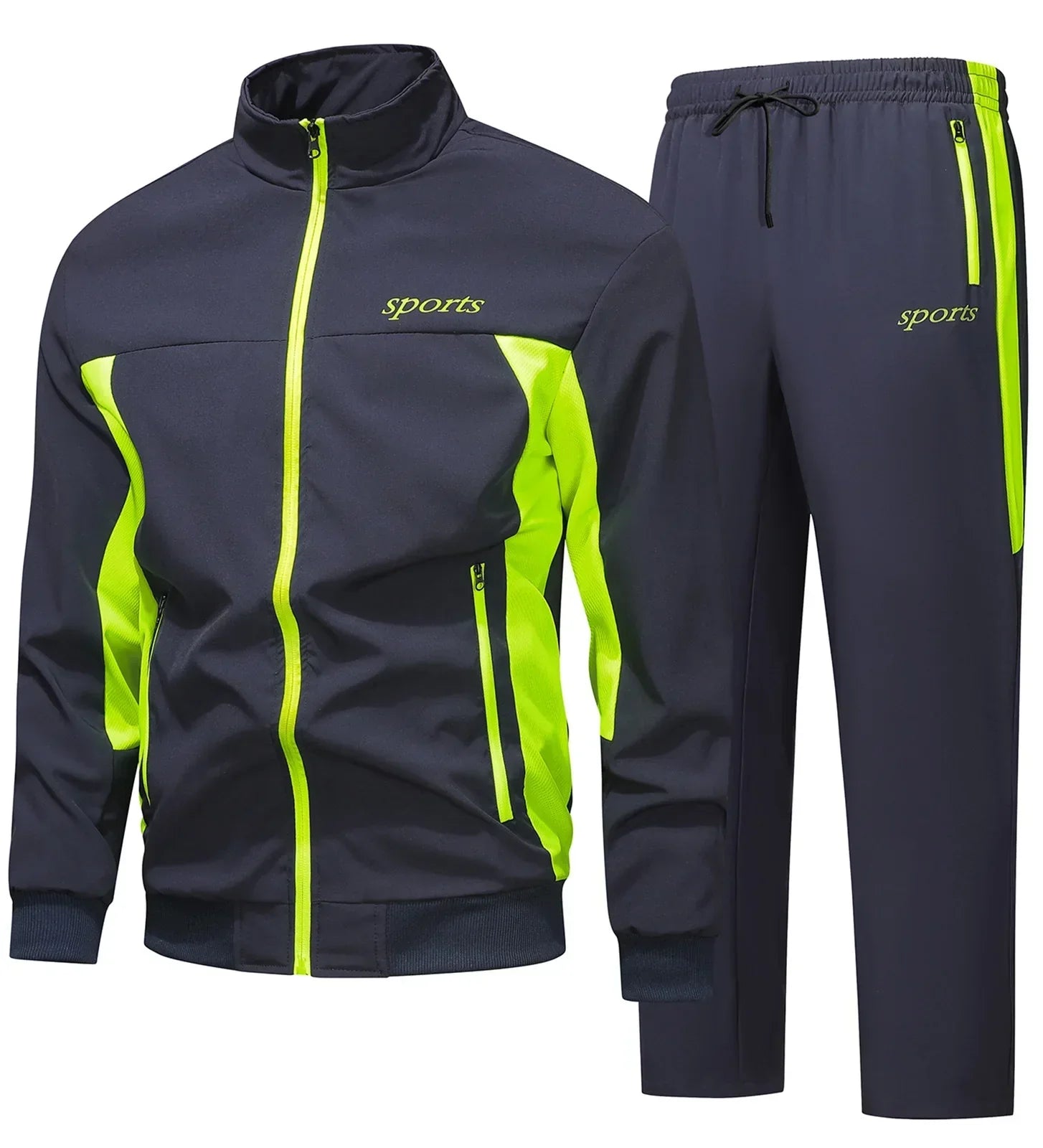 Matching men's track suit with jacket and pants, perfect for sporty casual wear
