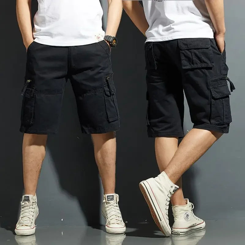 Men's spring cargo shorts with multiple utility pockets, ideal for casual wear, outdoor activities, and everyday comfort.