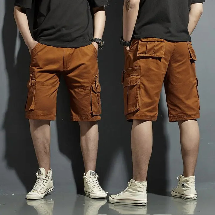 Durable men's cargo shorts for spring, featuring robust fabric and ample utility pockets for outdoor wear and active lifestyles.