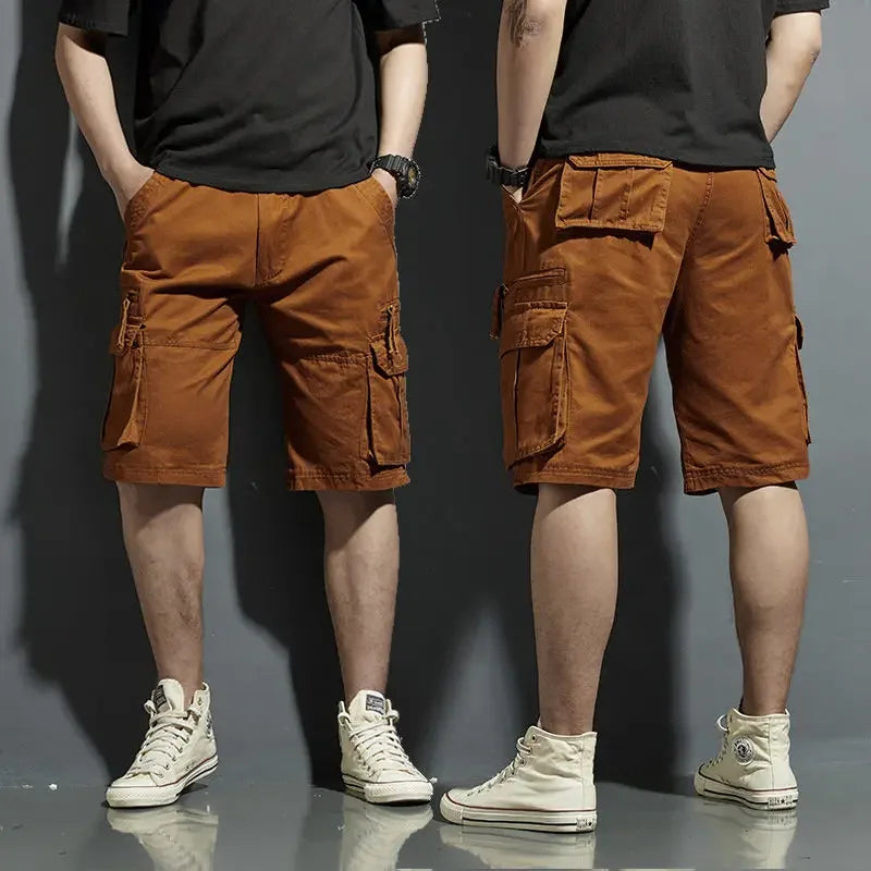 Breathable men's spring cargo shorts with practical utility pockets, ensuring comfort and function for warm weather and outdoor fun.