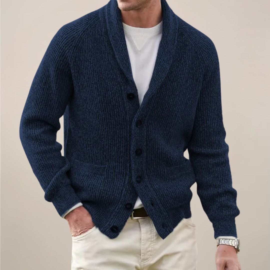 Men's Spring Shawl Collar Button Cardigan, versatile layering knitwear for men's spring fashion