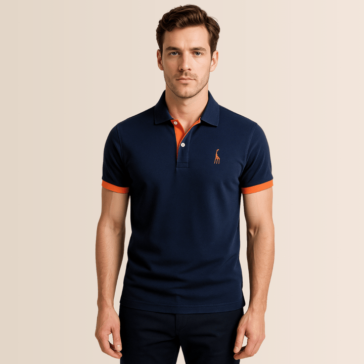 Men's stand collar V-neck polo shirt for casual comfort. Loose fit, perfect for summer & spring everyday wear.