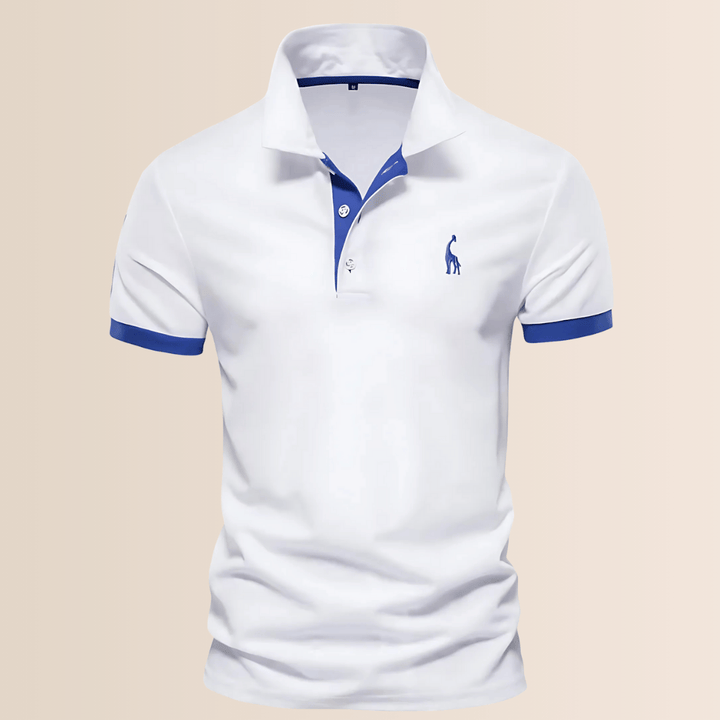 Comfortable men's polo shirt with stand collar & V-neck. Soft fabric, loose fit, perfect for casual spring fashion.