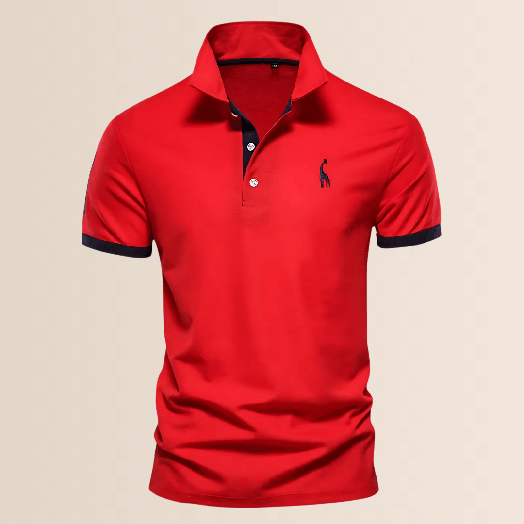 Plus size men's stand collar V-neck polo shirt. Loose fit casual top for spring & summer comfort and style.