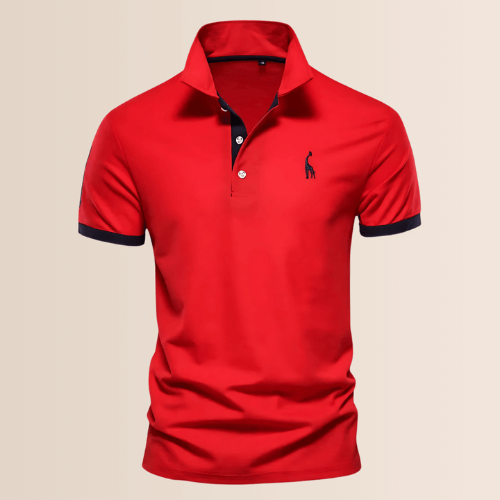 Plus size men's stand collar V-neck polo shirt. Loose fit casual top for spring & summer comfort and style.