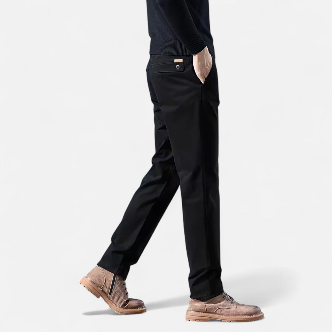 Smart men's straight-leg trousers, tailored for a sharp, modern & professional appearance.