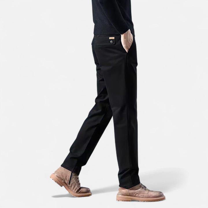 Smart men's straight-leg trousers, tailored for a sharp, modern & professional appearance.