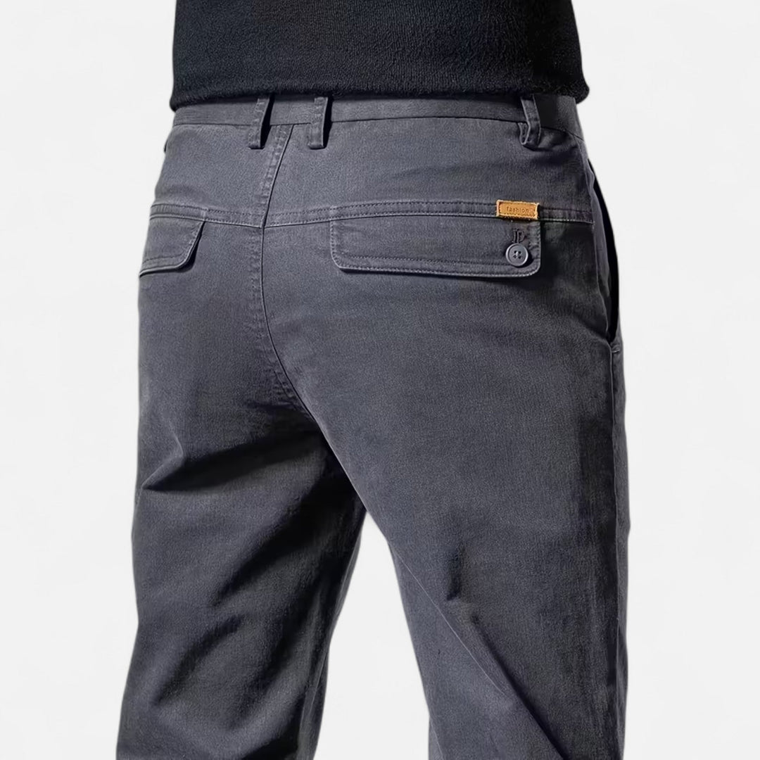 Men's straight-leg dress pants, tailored for a classic, professional, and elegant business look.