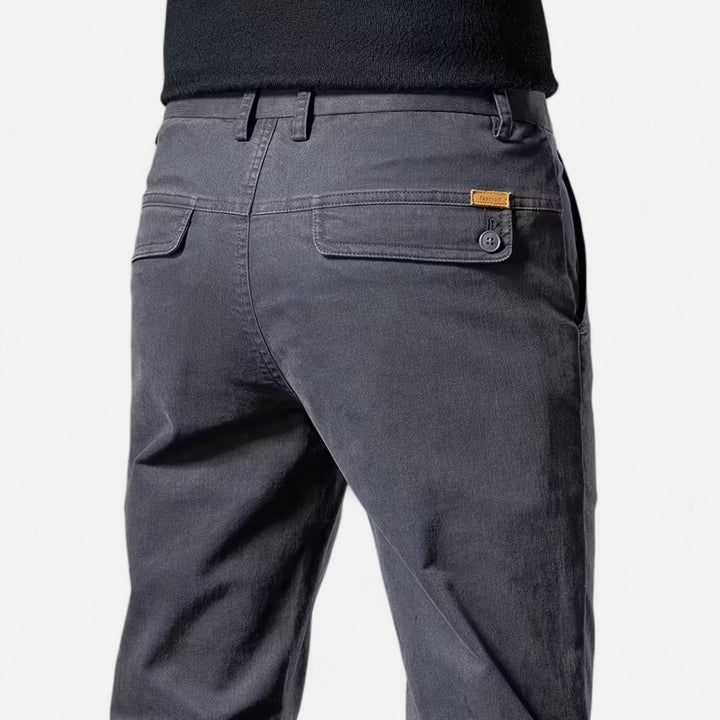 Men's straight-leg dress pants, tailored for a classic, professional, and elegant business look.