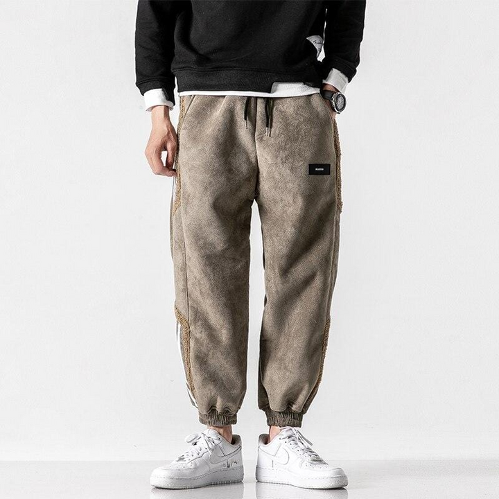 Stylish men's brown joggers with a relaxed fit, ideal for summer casual pants and urban fashion