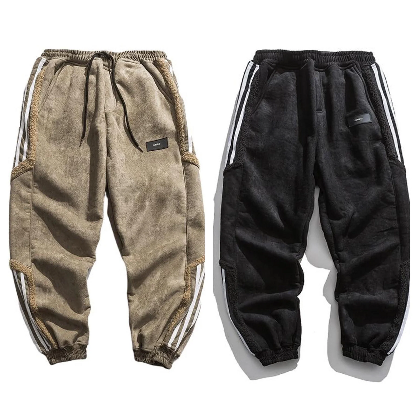 Detail of pockets on men's relaxed fit jogger pants, emphasizing the urban casual design