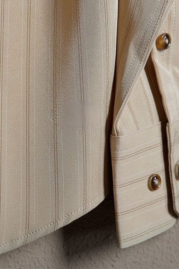 Men's fashion striped long sleeve shirt, button-down. Professional and formal dress shirt for business settings.