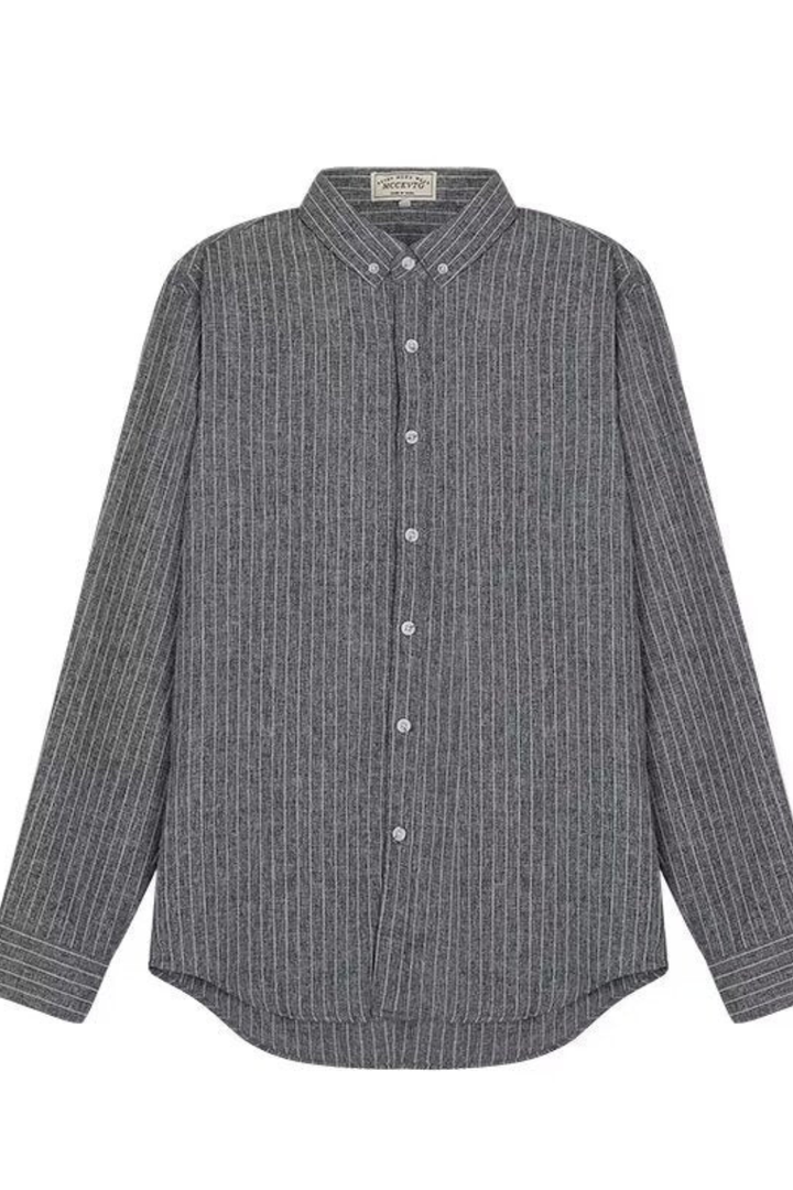 Modern men's striped long sleeve button-down shirt. Formal, tailored fit for business, office & smart casual fashion.