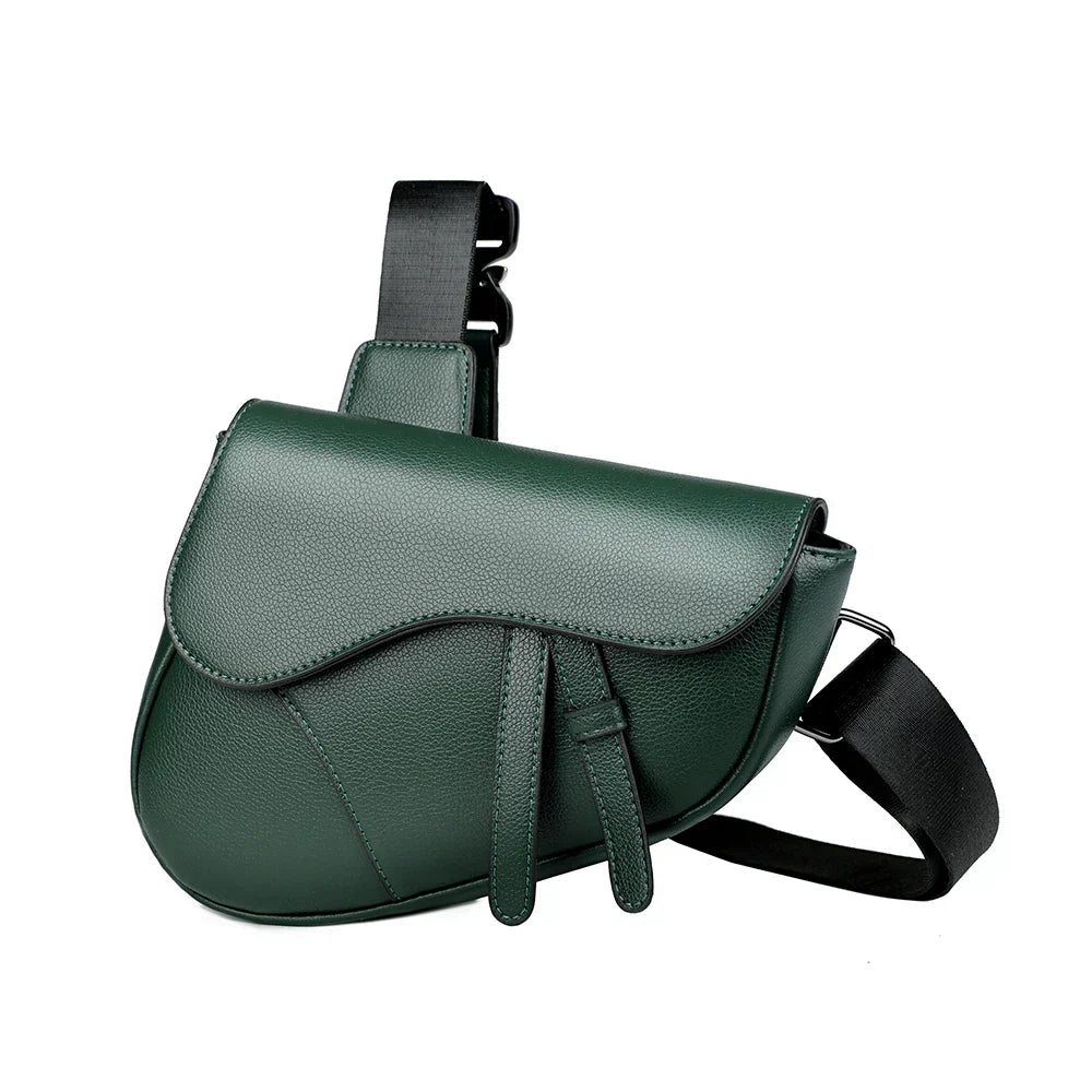 Sleek men's structured saddle crossbody bag with an adjustable strap, ideal for urban commuting.