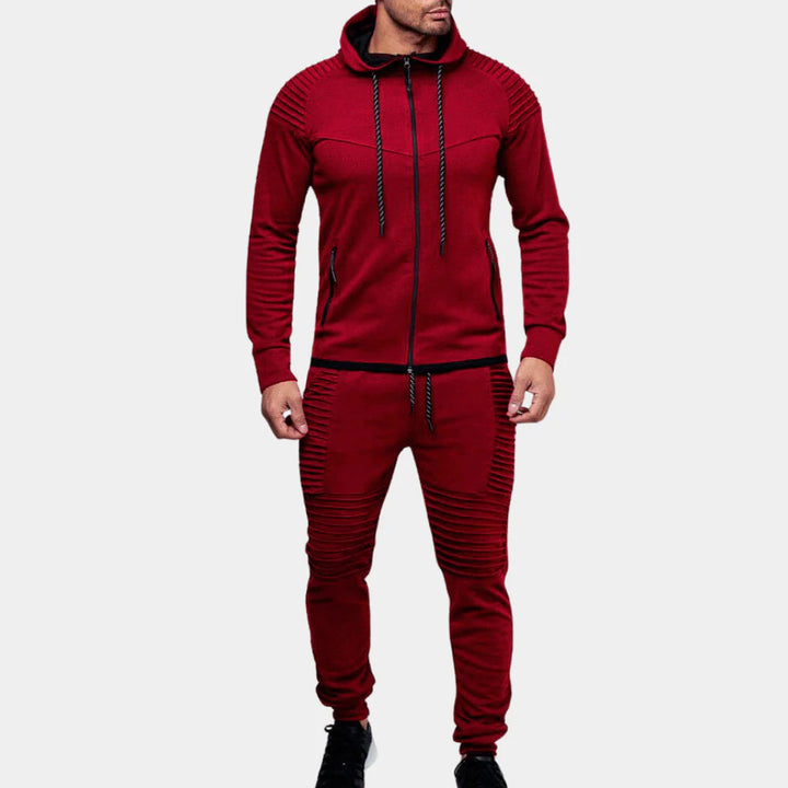 New men's fashion tracksuit. A comfy two-piece set for active lifestyles, featuring crewneck & elastic waist.