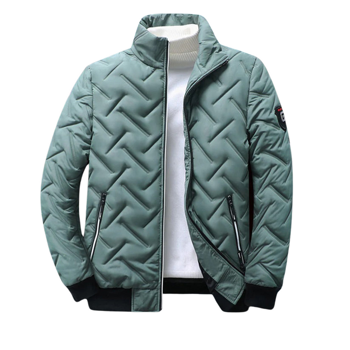 Warm men's autumn jacket, black, featuring a contemporary design, ideal for winter outerwear and fashion.