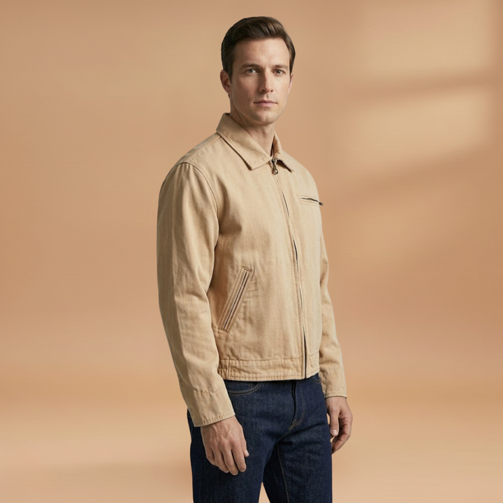 Casual men's utility bomber jacket. Features a durable front zip & functional pockets, great for everyday outerwear.