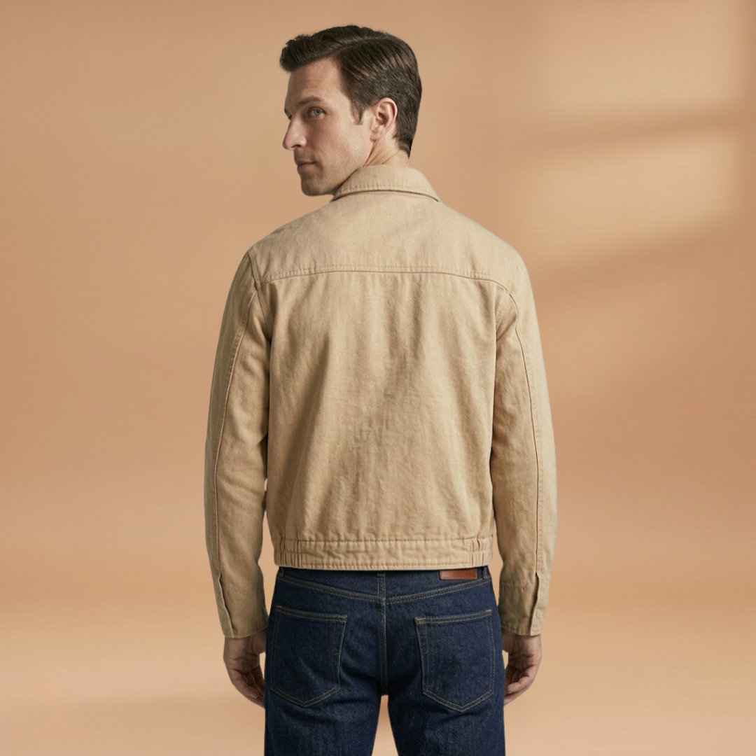 Versatile men's zip bomber jacket for spring & fall. Stylish design with functional pockets for everyday fashion.