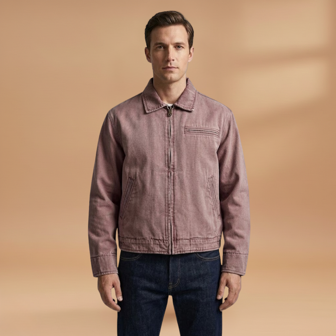 Cool men's casual bomber jacket, featuring a front zip & practical pockets. Ideal for spring & fall outerwear.