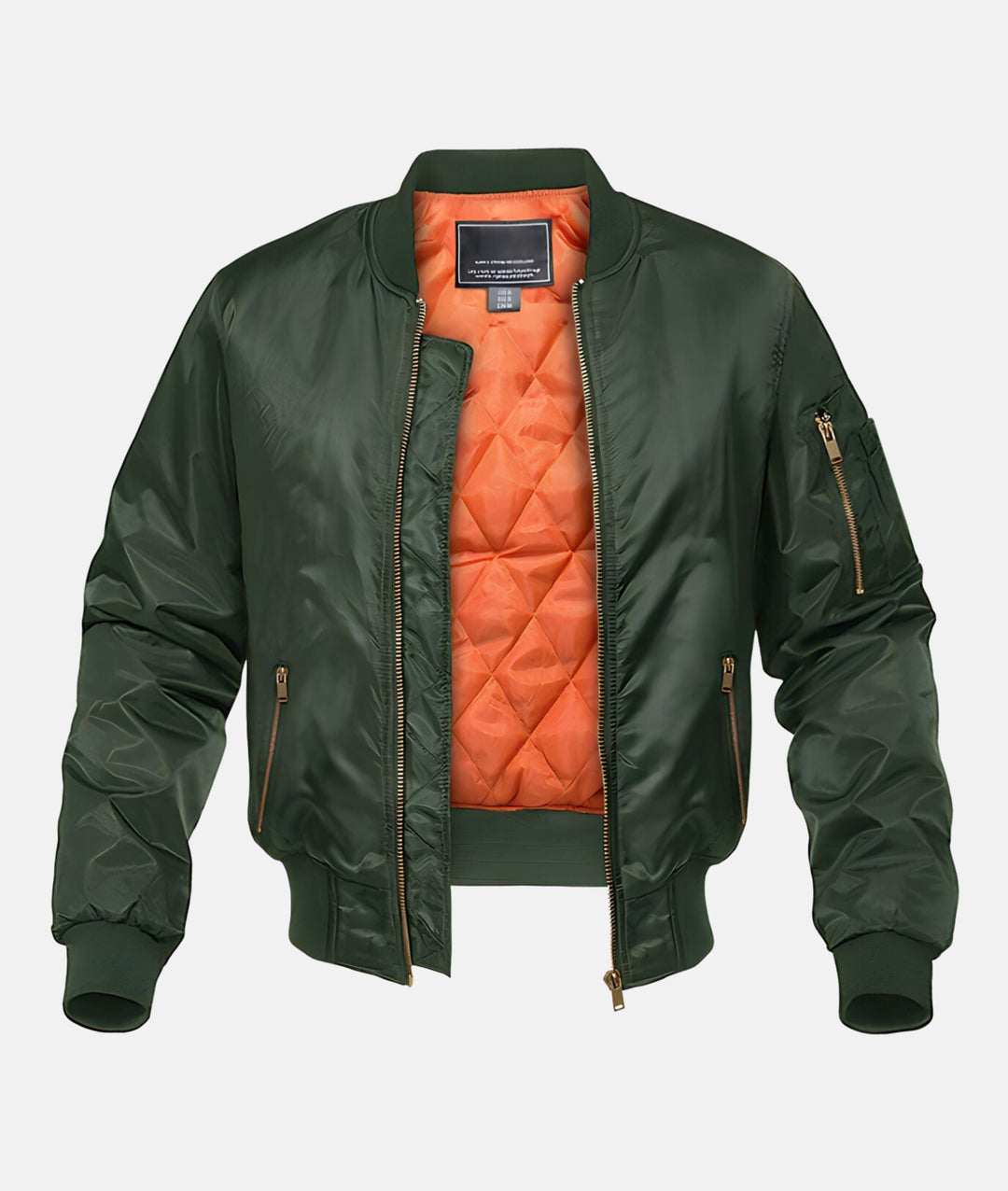 Fashionable men's bomber jacket. A stylish, versatile zippered outerwear piece for spring, fall, and casual wear.