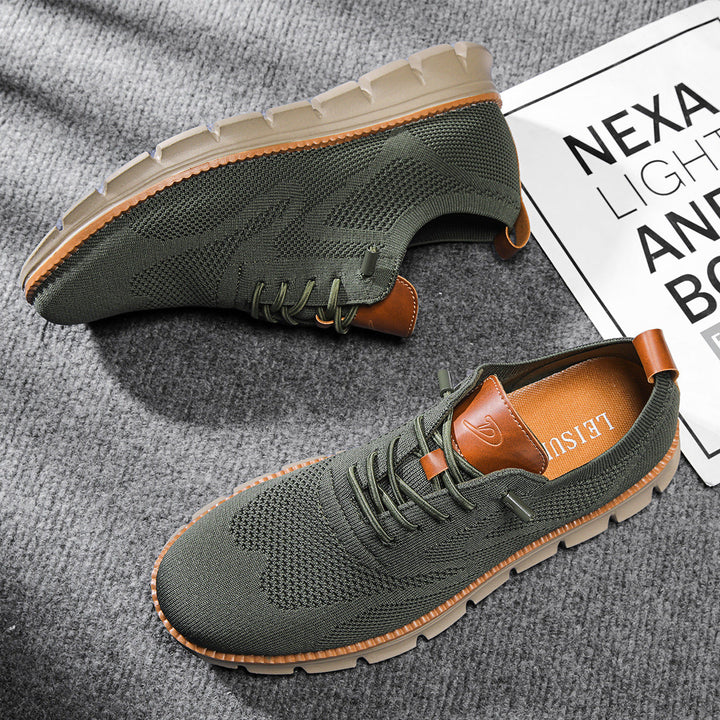 Men's breathable perforated lace-up sneakers, stylish & comfortable for versatile everyday wear.