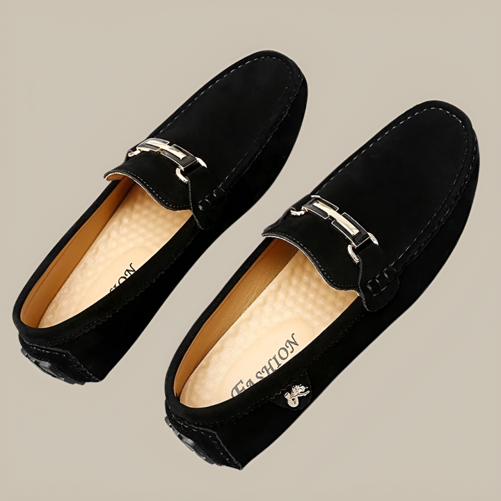 Men's stylish brown suede slip-on moccasins, comfortable for casual or semi-formal wear.