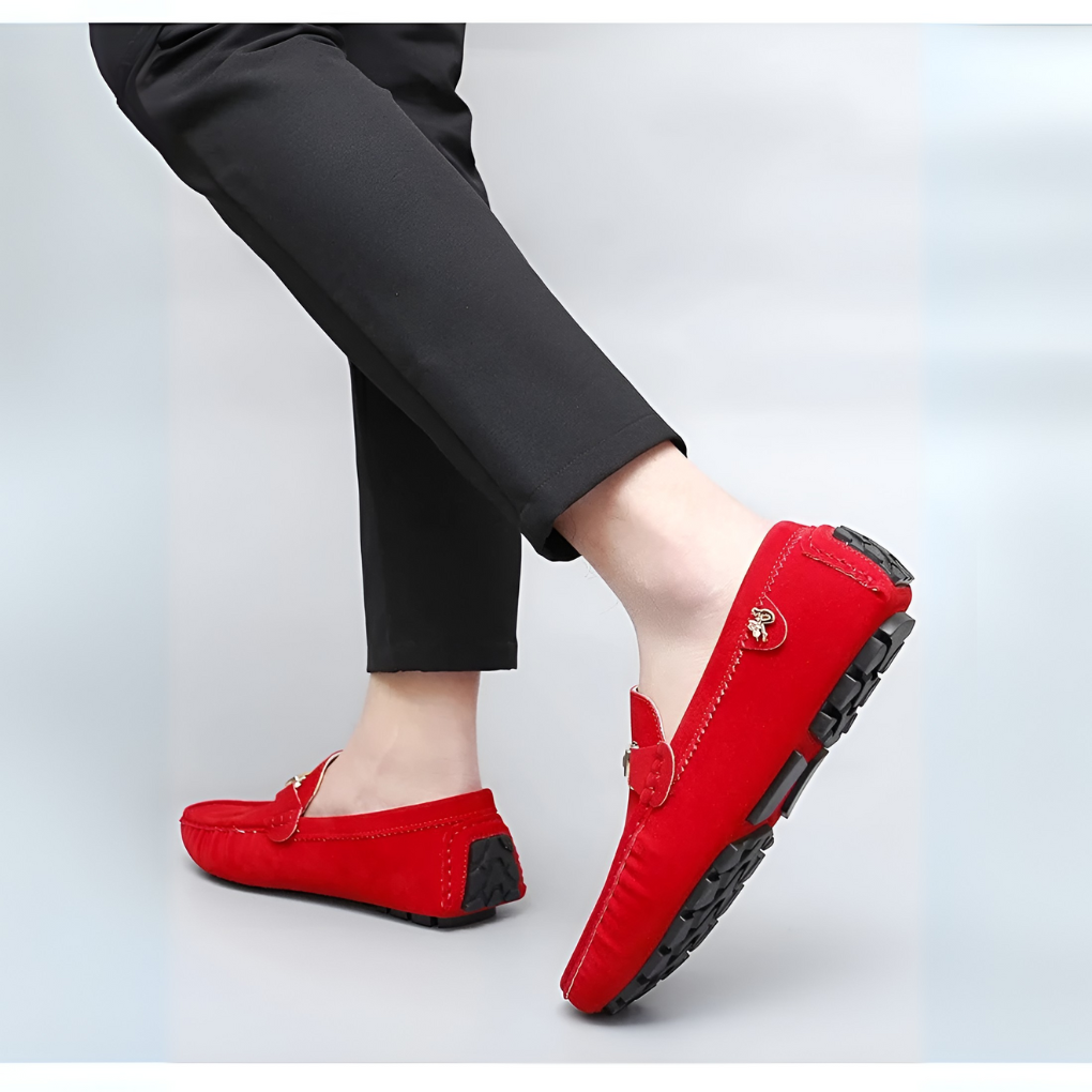 Comfortable men's suede footwear, slip-on moccasins ideal for versatile styling from casual to smart.