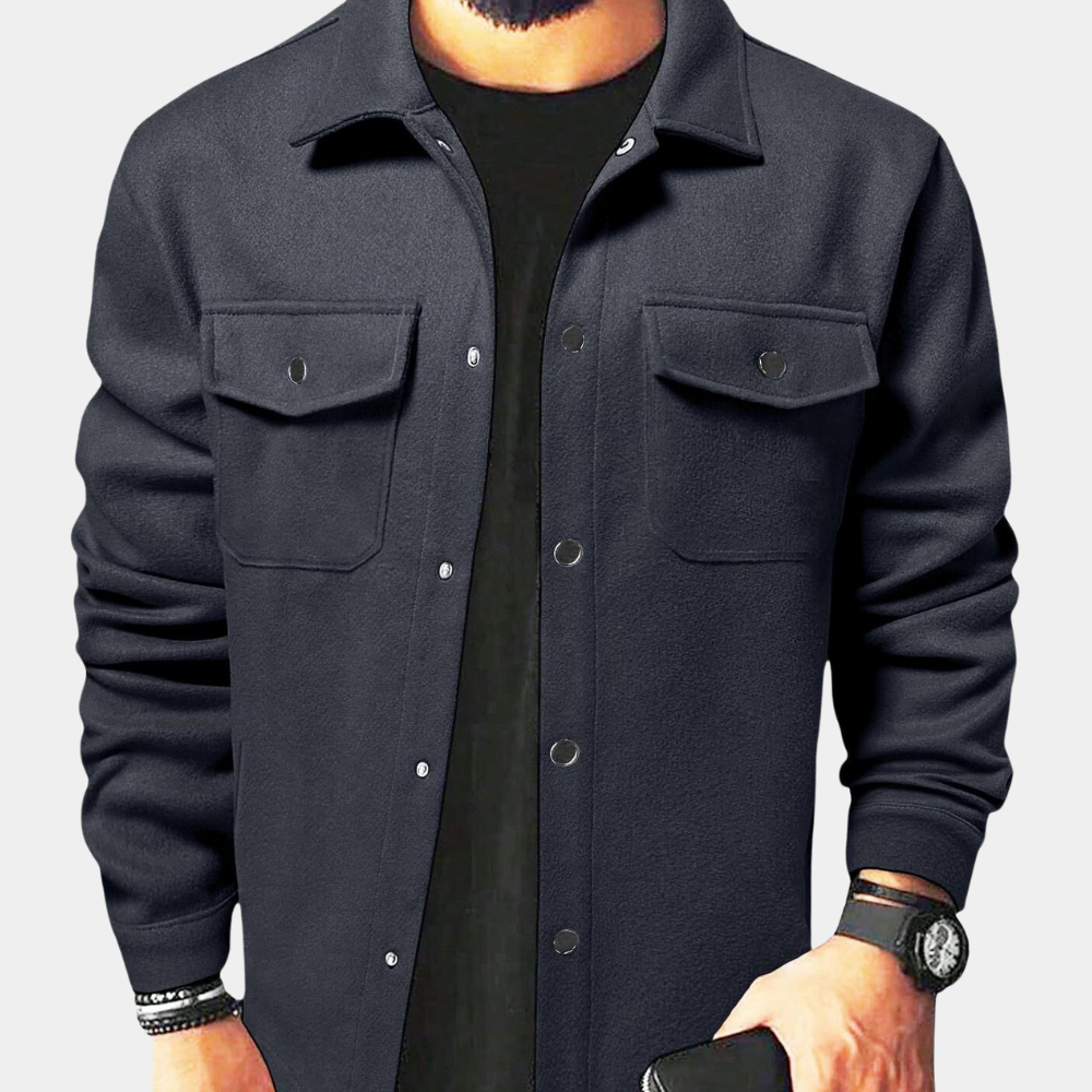 New men's button-down casual jacket. A versatile and stylish layering piece for fall and winter fashion.