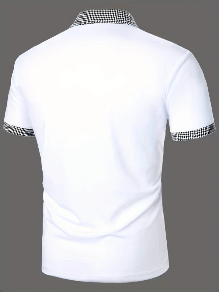 Men's comfortable polo shirt. Breathable, short-sleeve, button-up design for stylish smart casual wear.