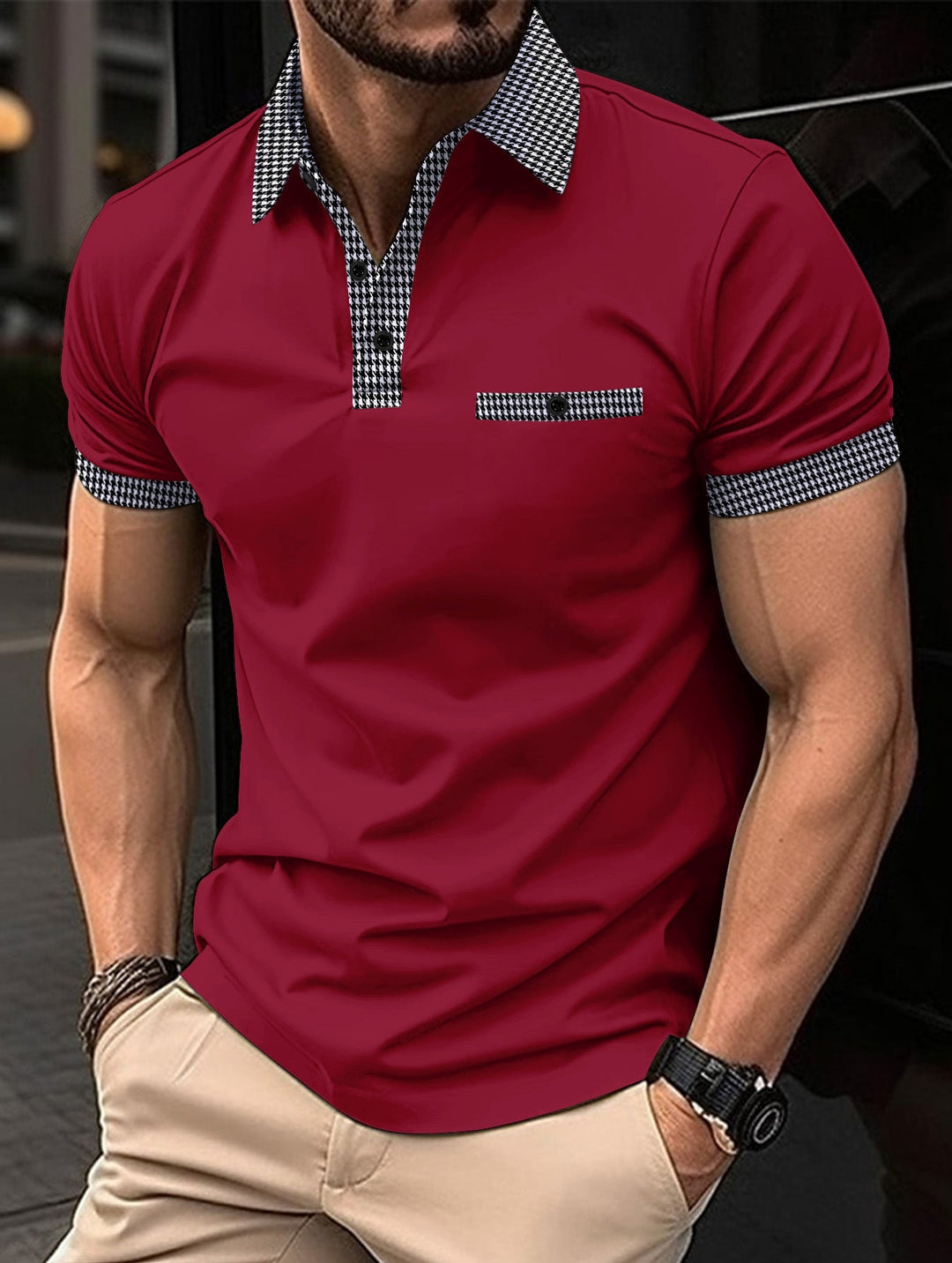 Comfortable & breathable men's polo. Stylish button-up, short-sleeve shirt for smart casual British style.