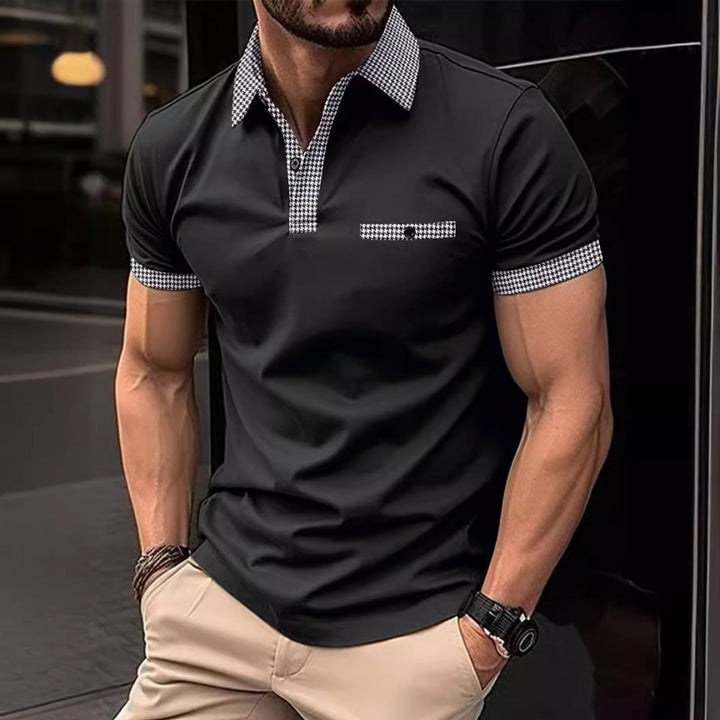 Breathable men's button-up polo. Stylish and comfortable short-sleeve shirt, perfect for everyday casual wear.