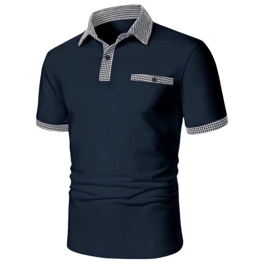 British style men's polo shirt. Comfortable, breathable, short-sleeve button-up top for smart casual looks.